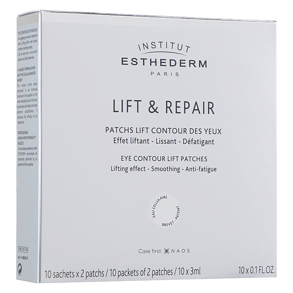 Institut Esthederm, Lift & Repair Eye Contour Lift Patches, Anti-aging eye patches for firming and lifting, 10 x 2 patches, 30ml