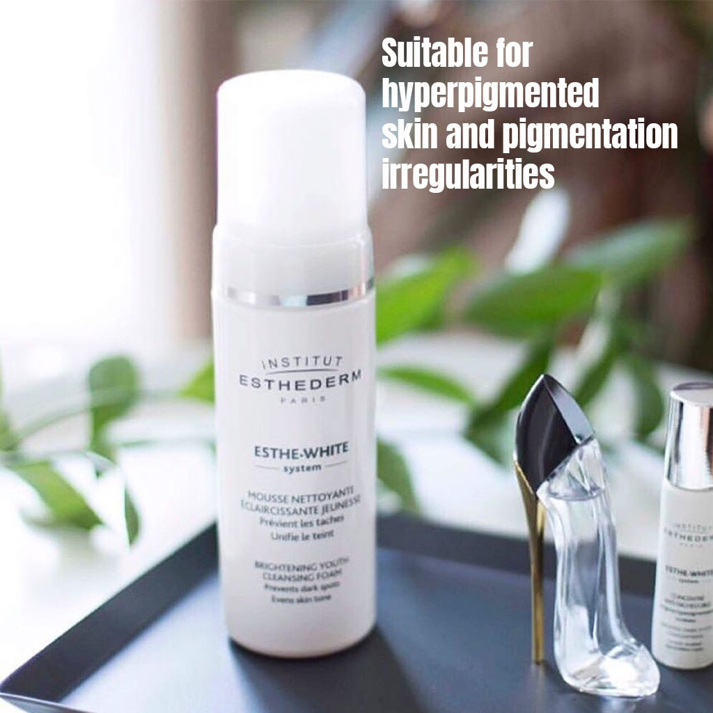 Institut Esthederm, Esthe-White Brightening Youth Cleansing Foam, Brightening facial cleanser for radiant skin, 150 ml