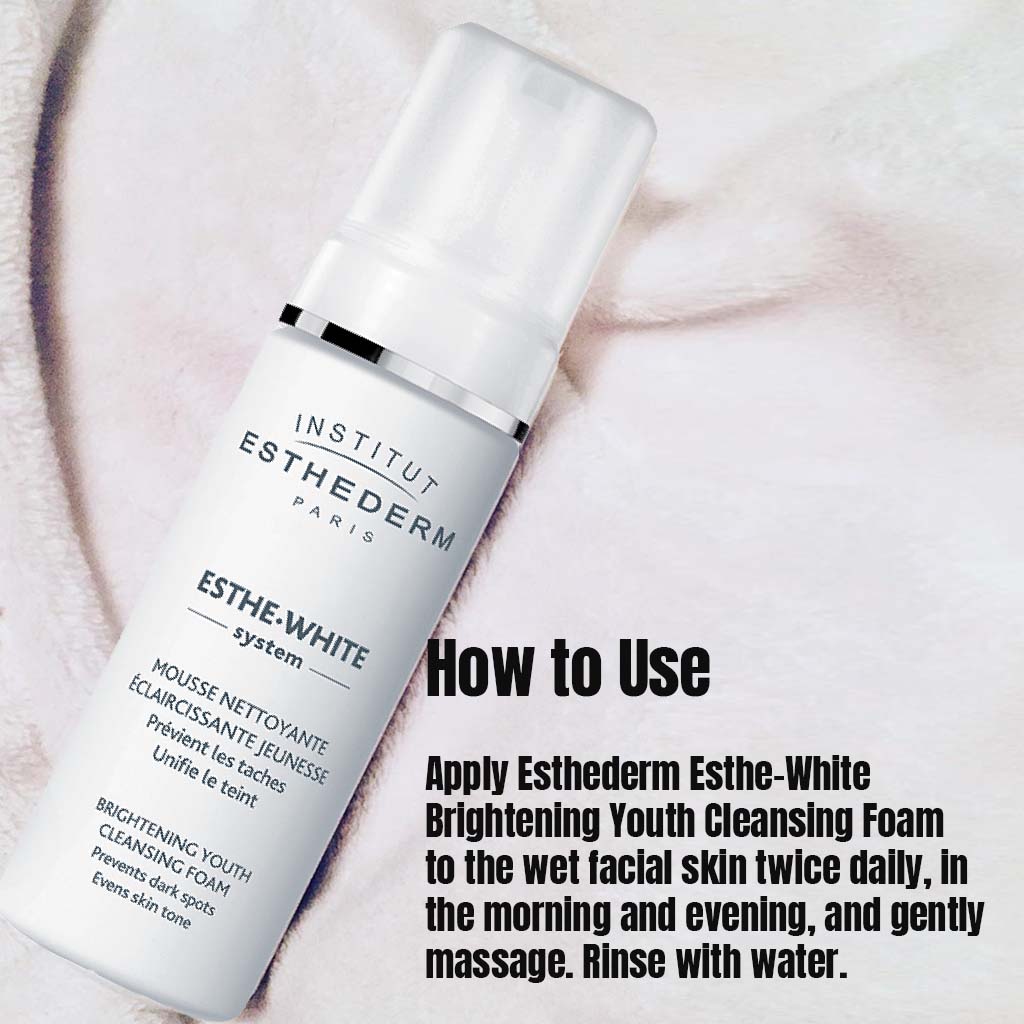 Institut Esthederm, Esthe-White Brightening Youth Cleansing Foam, Brightening facial cleanser for radiant skin, 150 ml
