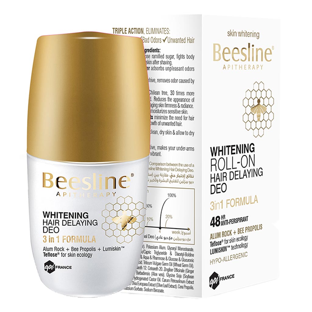 Beesline, Apitherapy Whitening Hair Delaying Deodorant Roll-On, Natural deodorant with hair growth delay, 50ml