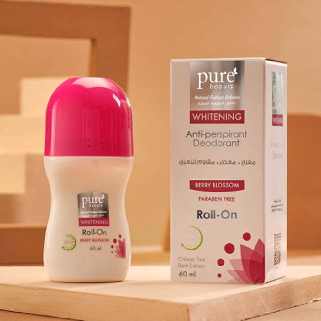 PureBeauty, Berry Blossom Whitening Roll-On Deodorant, Fruity deodorant with whitening benefits, 60 ml