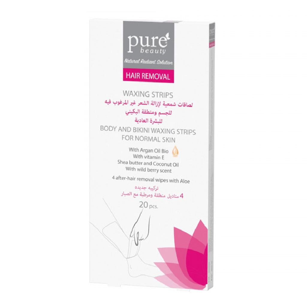 Pure Beauty, Body and Bikini Waxing Strips Normal Skin, Gentle waxing strips for sensitive skin, 20 pcs