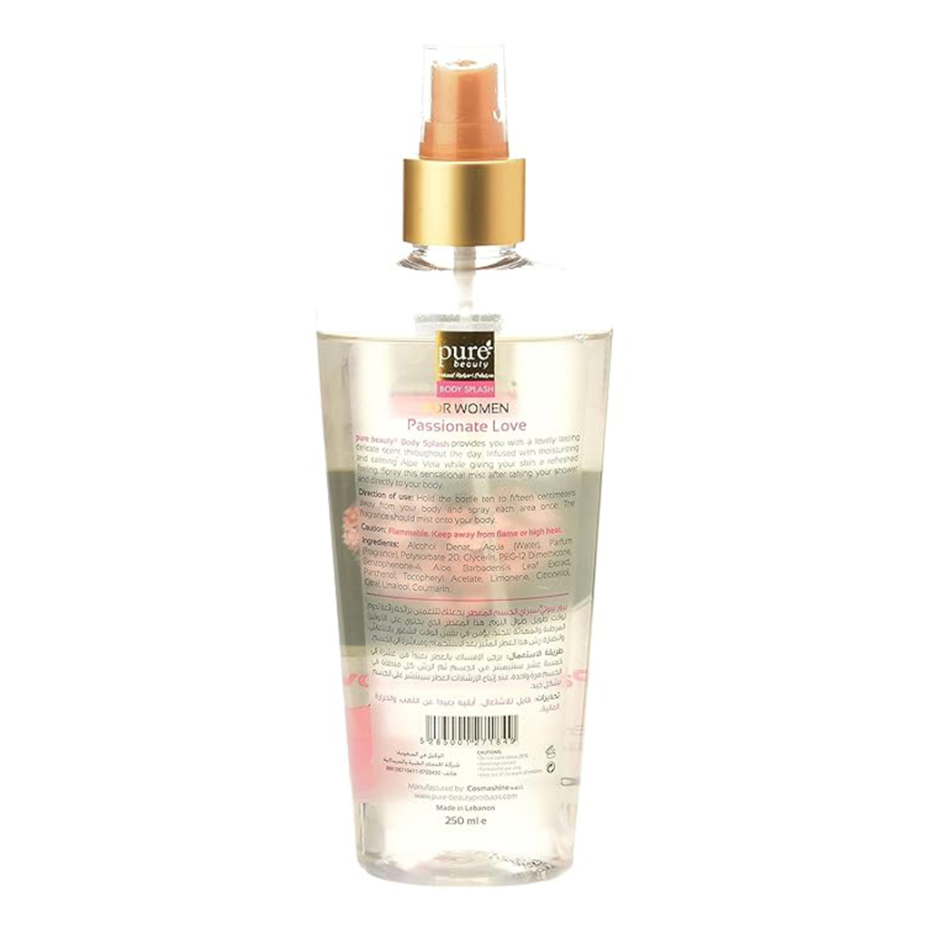Purebeauty, Passionate Love Body Splash for Women, Romantic floral fragrance, 250ml
