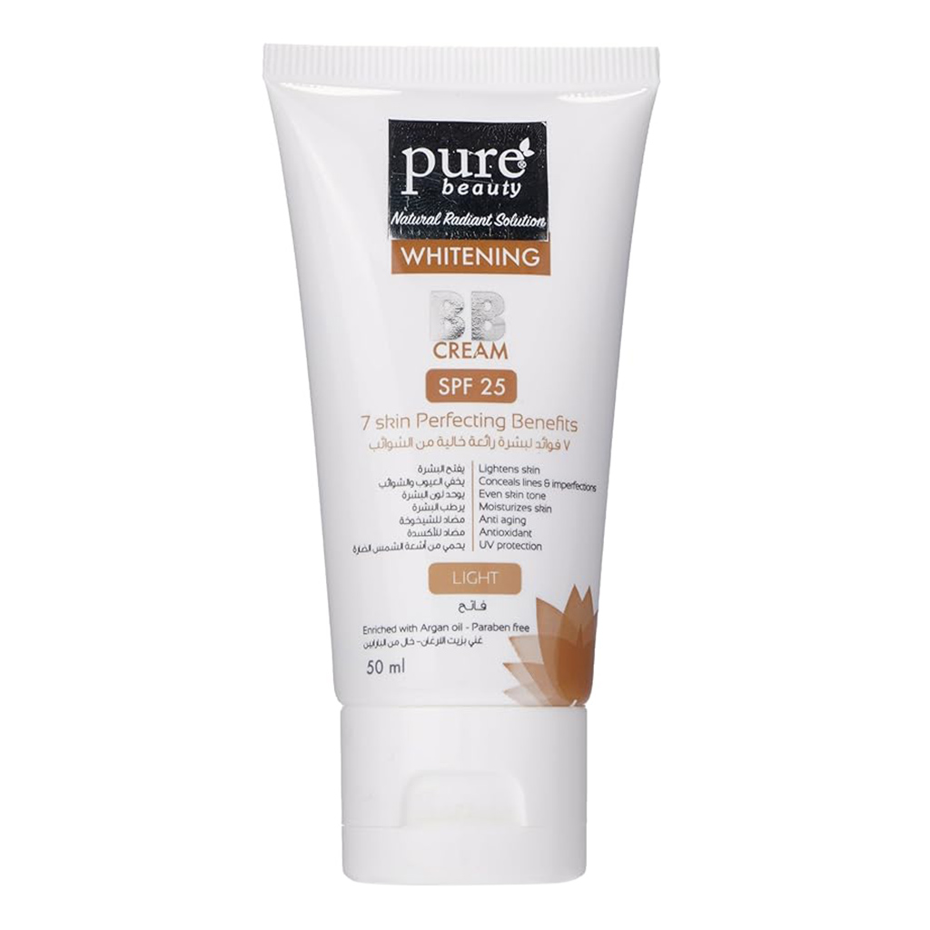 Purebeauty, Whitening BB Cream SPF 25 Light, Skin brightening BB cream with sun protection, 50ml