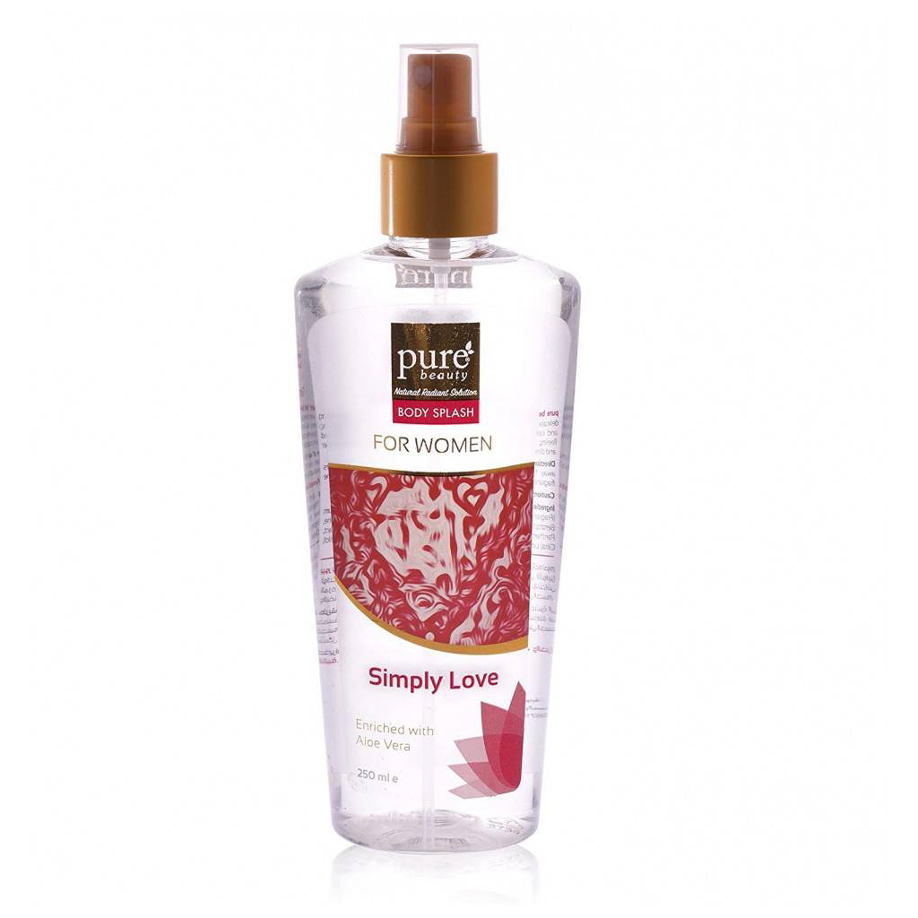 PureBeauty, Body Splash Simply Love, Refreshing floral body splash fragrance, 250ml