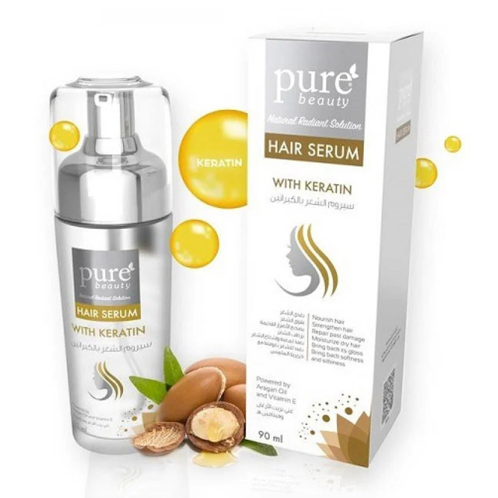 Pure Beauty, Hair Serum with Keratin, Repairing and strengthening hair serum, 90 ml