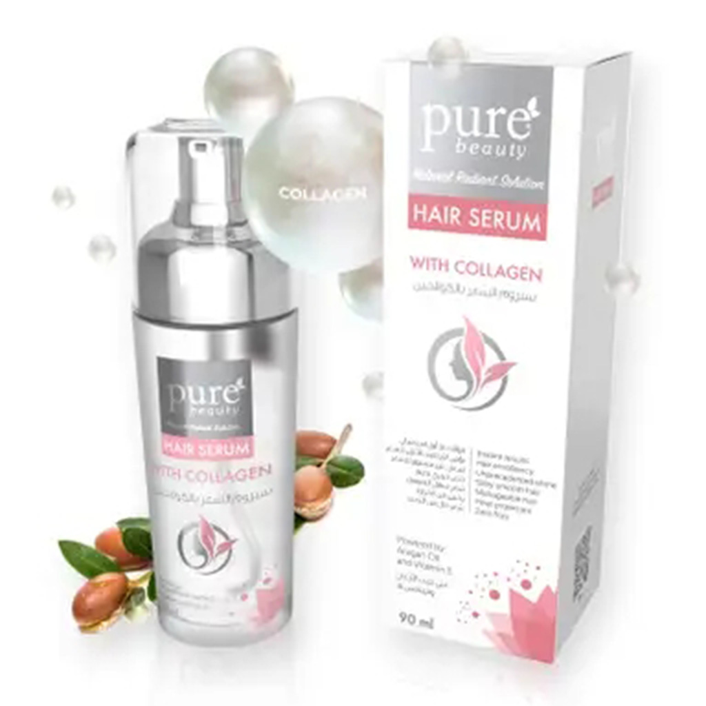 Purebeauty, Hair Serum with Collagen, Strengthens and nourishes hair for shine, 90ml