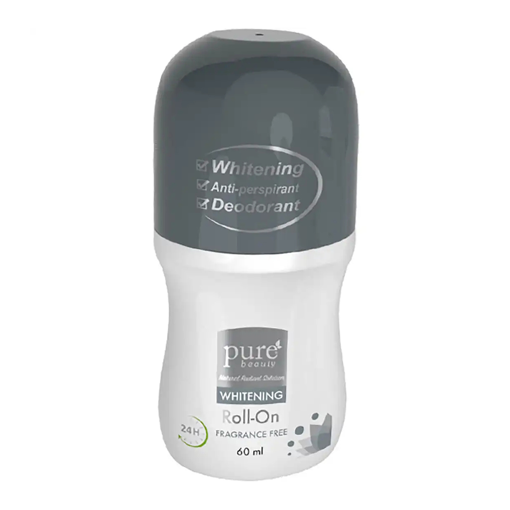 PureBeauty, Whitening Roll-On Fragrance Free, Gentle deodorant for effective odor protection, 60 ml