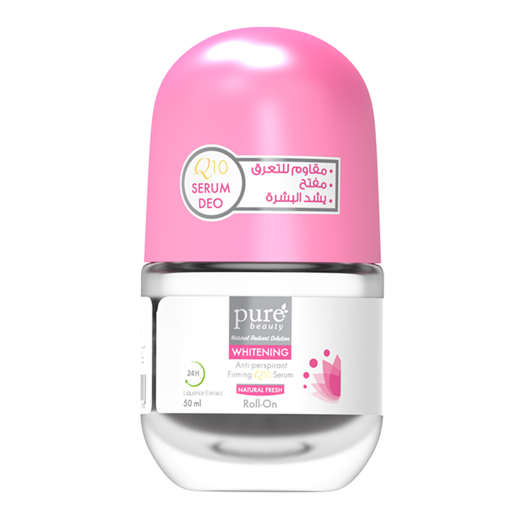 Pure Beauty, Natural Fresh Whitening Roll-On Q10 Serum, Antioxidant brightening roll-on serum, 50 ml