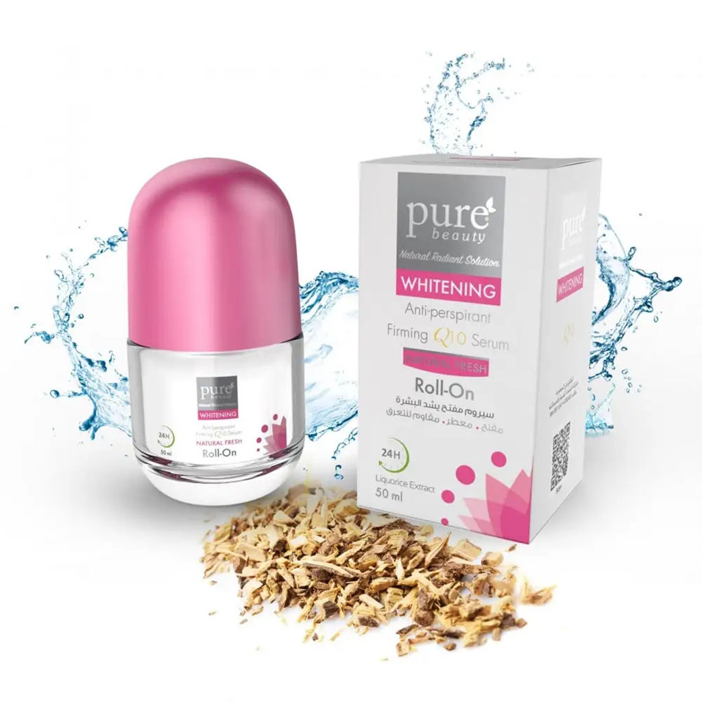 Pure Beauty, Natural Fresh Whitening Roll-On Q10 Serum, Antioxidant brightening roll-on serum, 50 ml