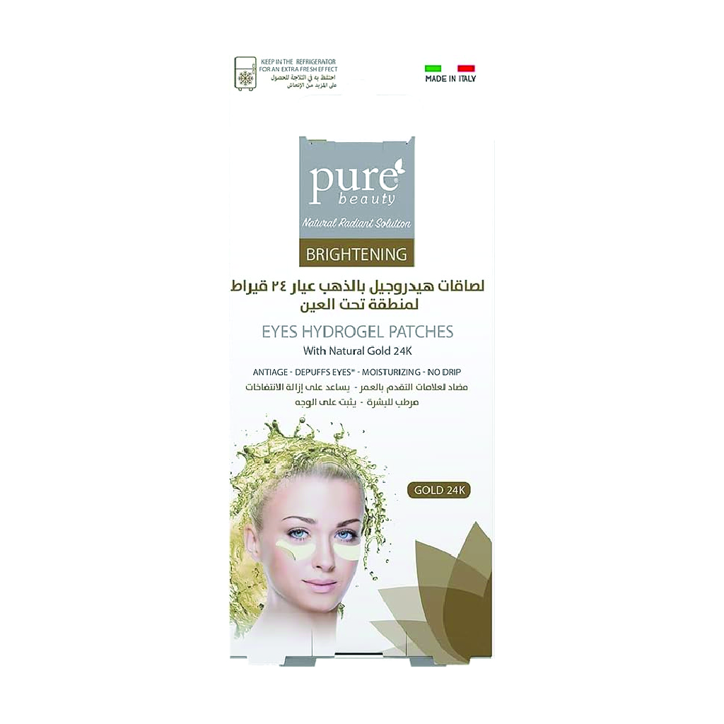 Purebeauty, Gold 24K Hydrogel Eyes Contour Patches, Anti-aging eye patches with gold extract, 8 pieces