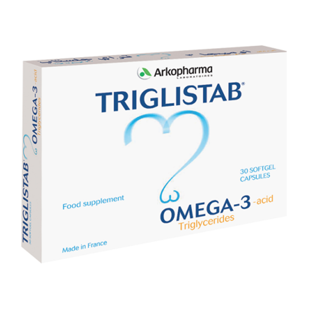 Arkopharma, Triglistab Omega 3 food supplement, Dietary supplement for heart and brain health, 30 tablets