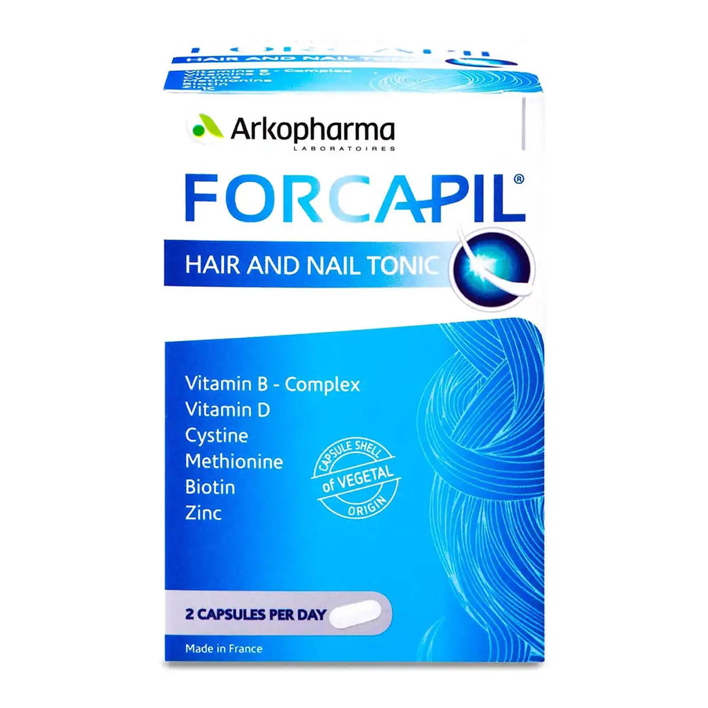 Arkopharma, Forcapil Hair and Nail Strengthening Capsules, Nutritional support for hair and nail health, 60 capsules