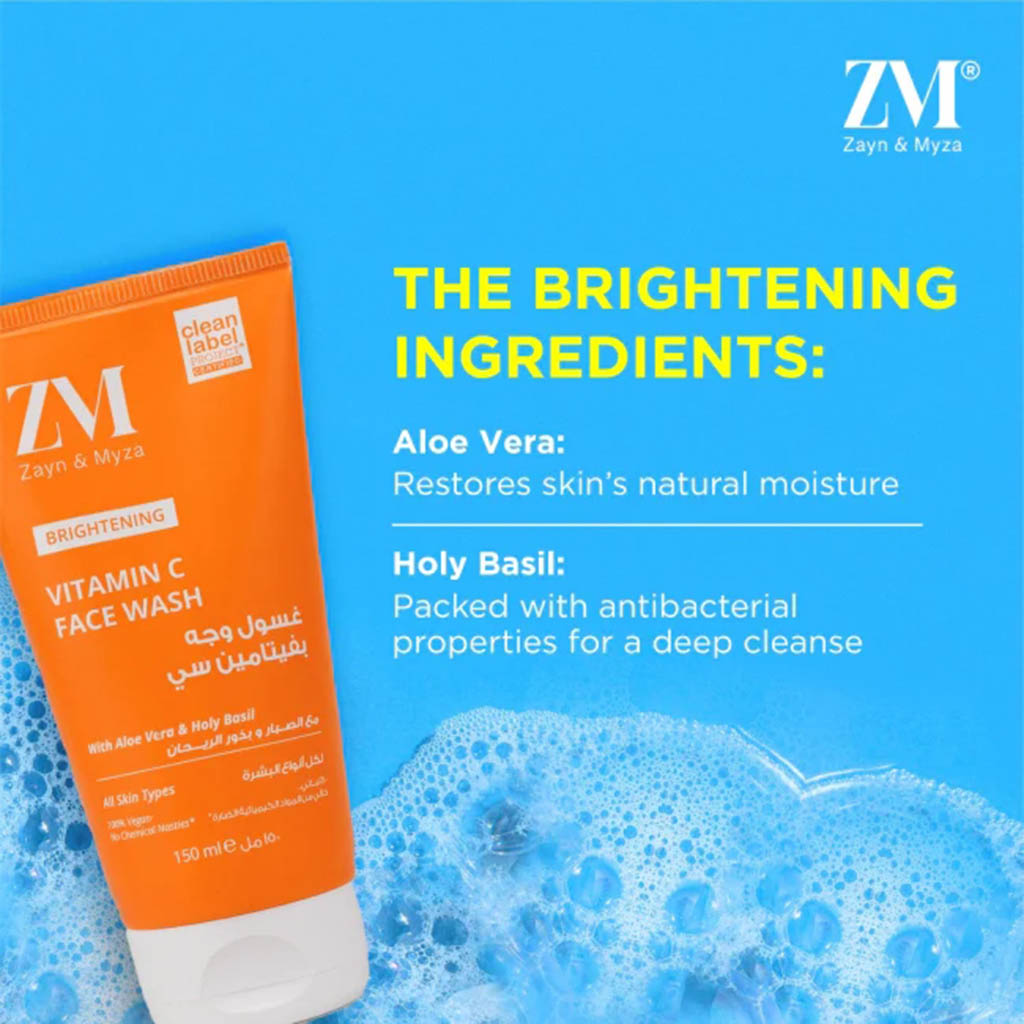 ZM, Foaming Face Wash with Vitamin C and Aloe Vera, Soothing antioxidant facial cleanser, 100 ml