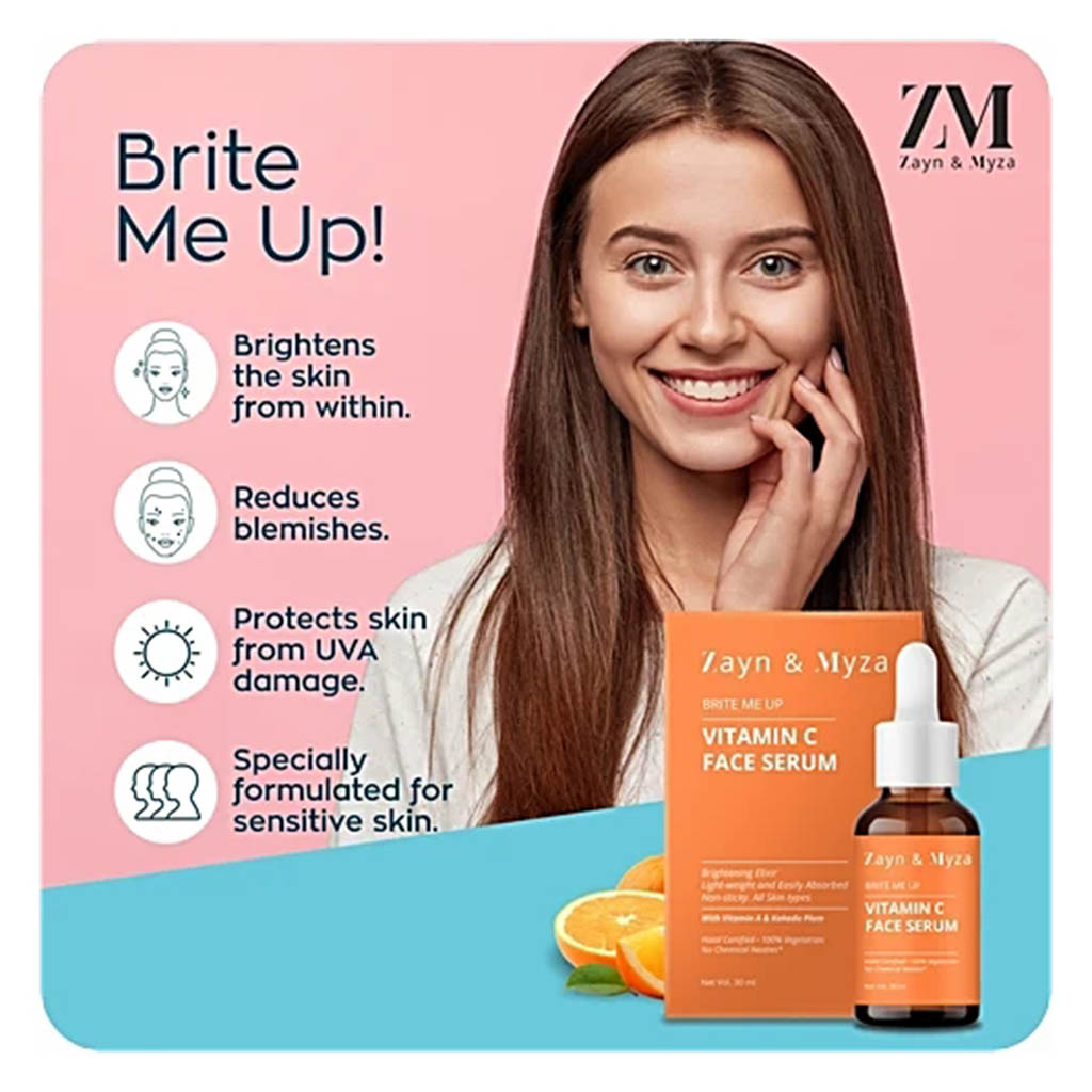 ZM, Skin Brightening Face Serum with Vitamin C, Brightening serum with vitamin C for radiant skin, 30ml