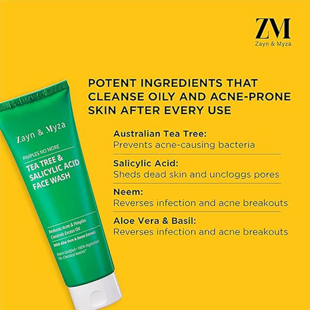 ZM, Face Wash with Tea Tree and Salicylic Acid, Deep cleansing acne control face wash, 150ml