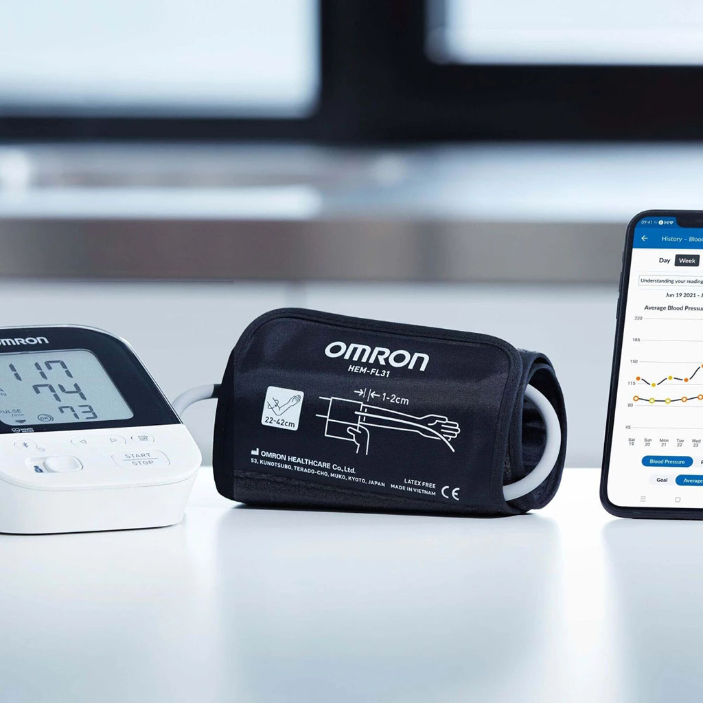 Omron, M4 Intelli IT Hem-7155T-Ebk Blood Pressure Monitor with Bluetooth, Bluetooth-enabled automatic blood pressure monitor for home use