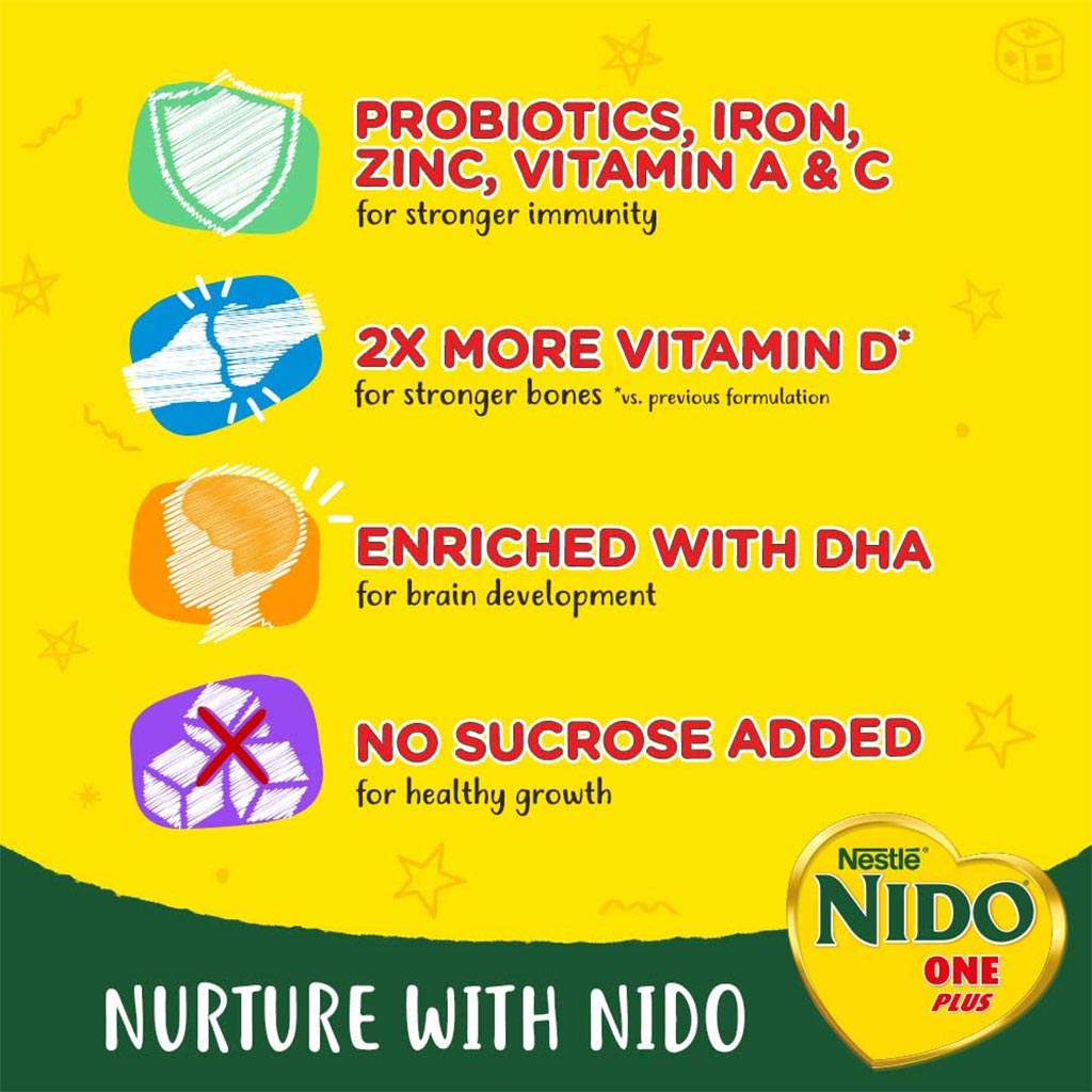 Nestlé Nido Stage 1+ Toddlers Milk Formula For 1 To 3 Years, 900G