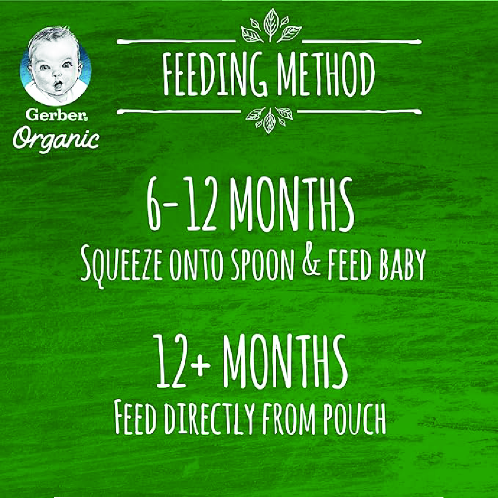 Gerber, Organic Pear Baby Food, Nutrient-rich organic pear puree for infants, 90g