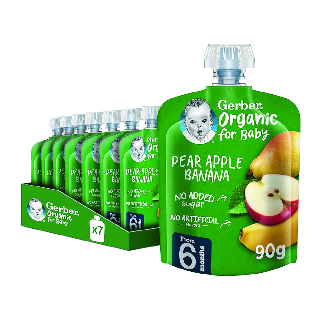 Gerber Pear Apple Banana Organic Pouch, 90 g