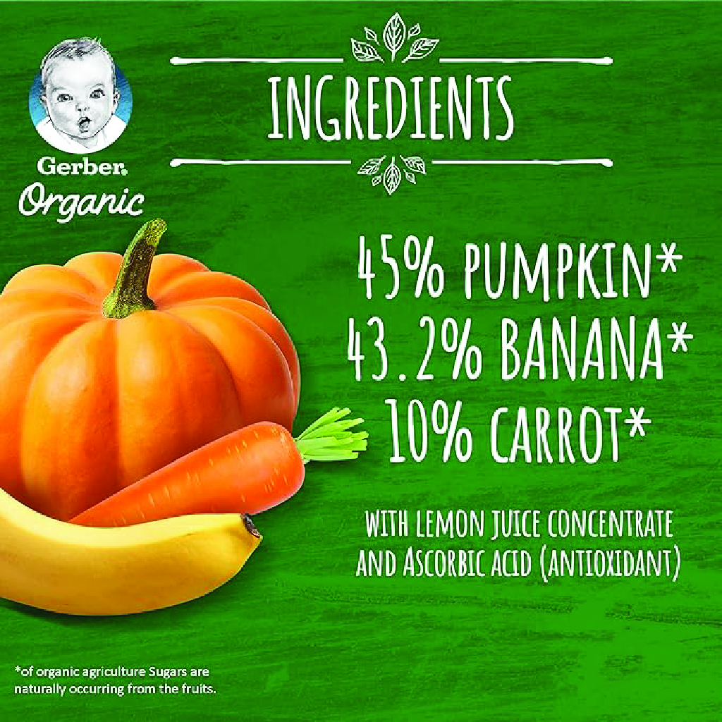 Gerber Pumpkin Banana Carrot Organic Pouch, 90 g