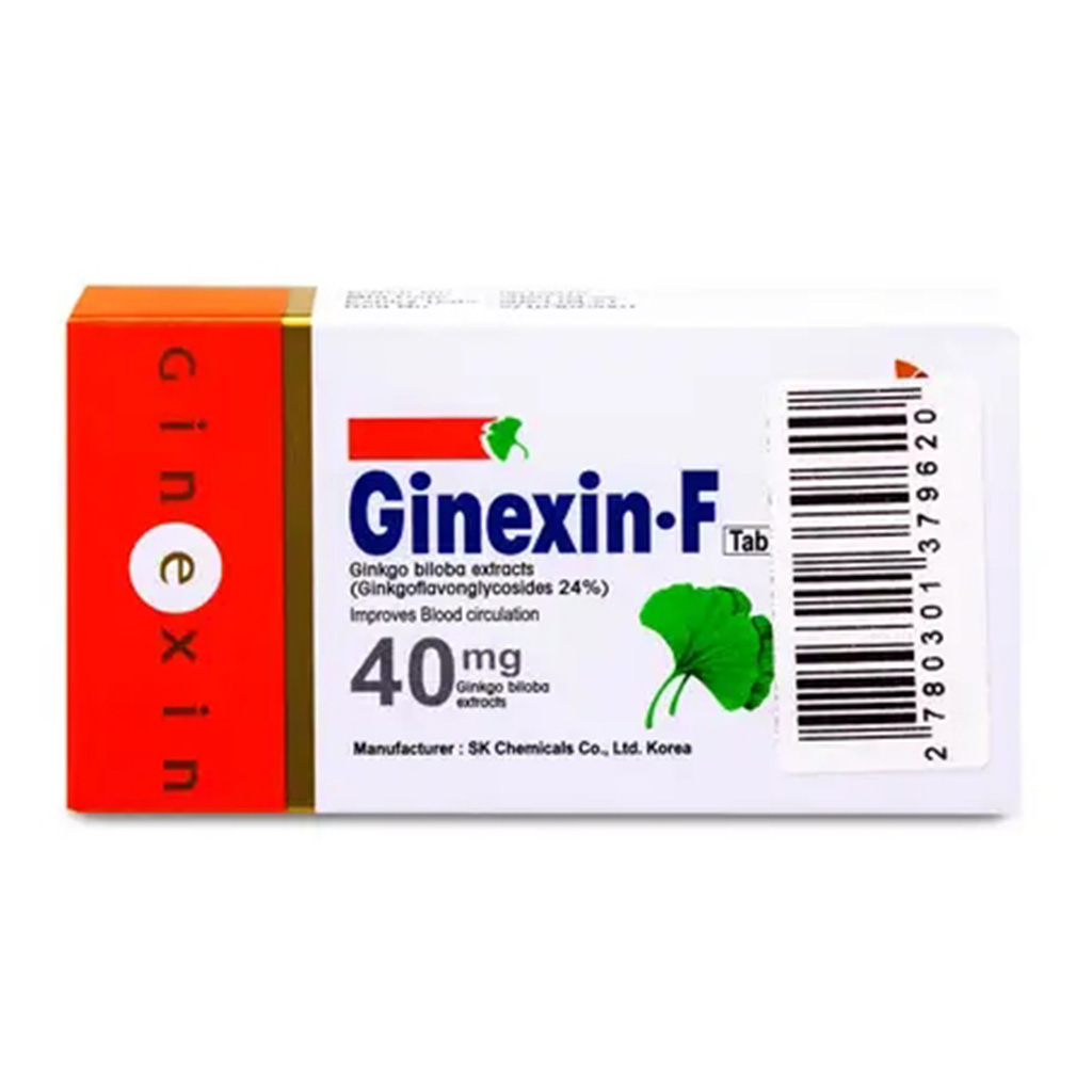 Ginexin-F, Ginkgo Biloba Tablets 40mg, Memory and Cognitive Support Supplement, 40 tablets