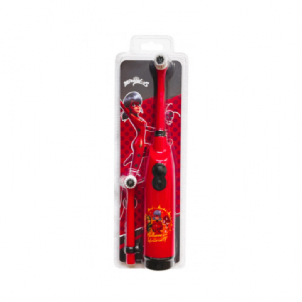 Nickelodeon, Miraculous Soft Toothbrush with Battery Rotating, Gentle rotating toothbrush with free brush head, Soft form