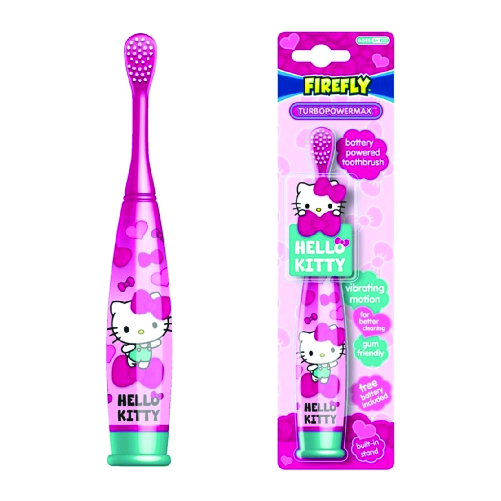 Nickelodeon, Hello Kitty Soft Toothbrush with Battery Rotating, Gentle rotating toothbrush with free brush head, Soft form