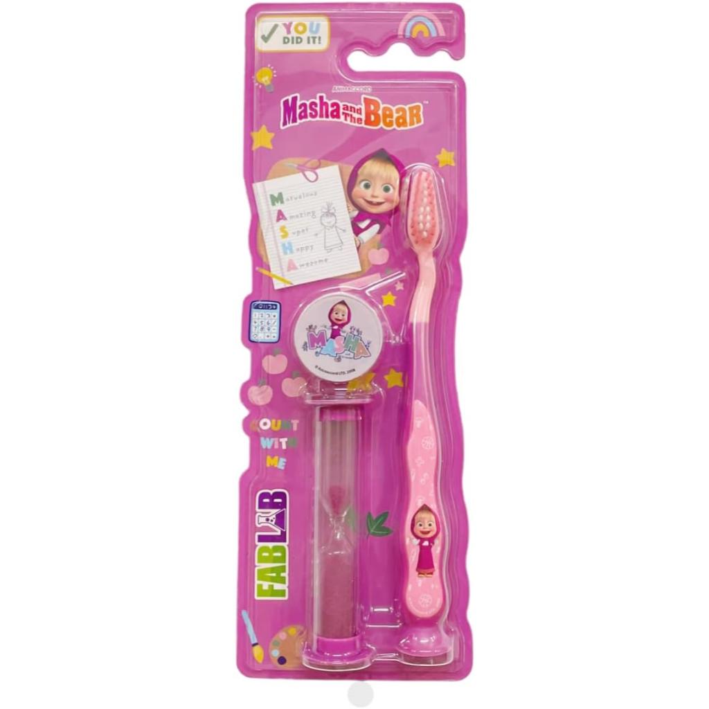 Nickelodeon, Masha & The Bear Soft Toothbrush with Sand Timer, Soft bristle kids toothbrush with timer