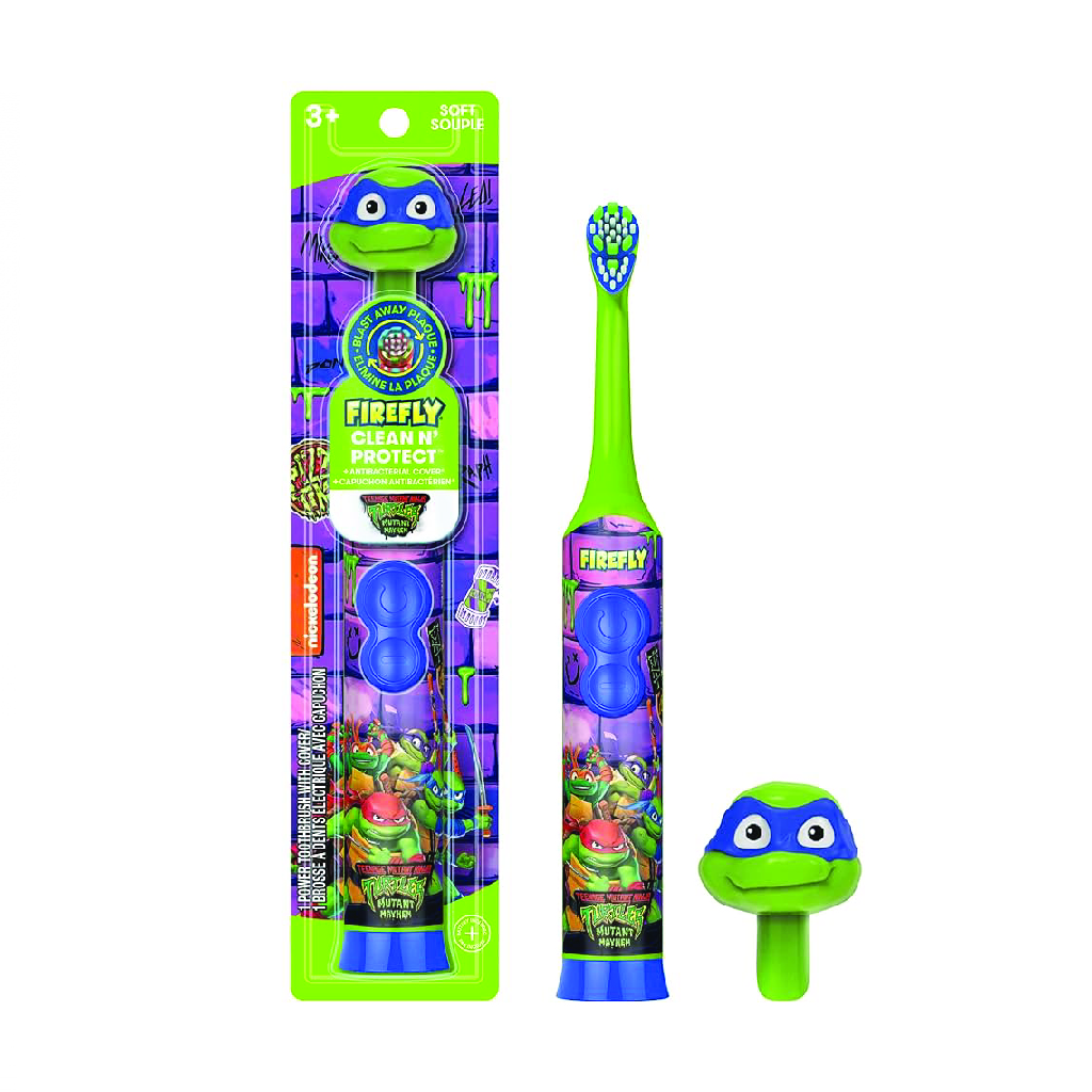 Nickelodeon, Ninja Turtles Toothbrush with Base, Soft bristle toothbrush with stable base for kids