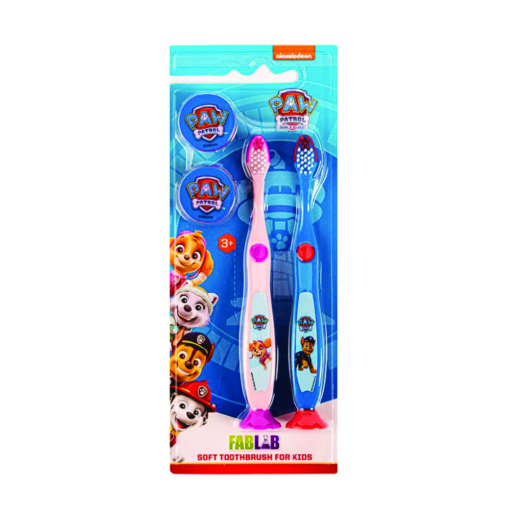Nickelodeon, Paw Patrol Toothbrush Double with Base, Soft bristle double toothbrush with stable base for kids