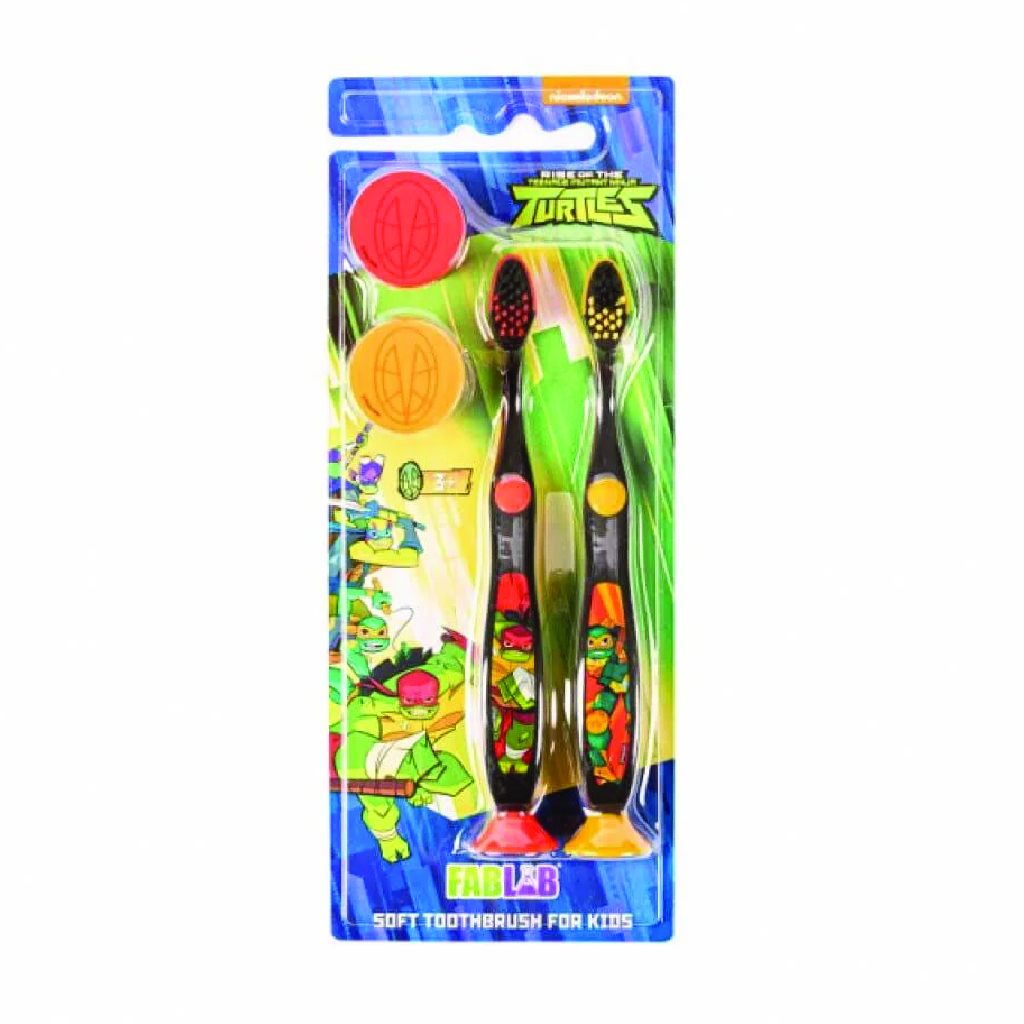 Nickelodeon, Ninja Turtles Toothbrush Double with Base, Soft bristle double toothbrush with stable base for kids