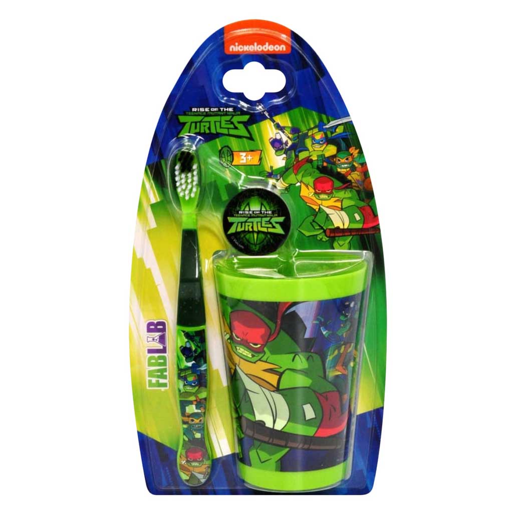 Nickelodeon, Teenage Mutant Ninja Turtles Toothbrush and Cup, Fun toothbrush and rinsing cup set for kids