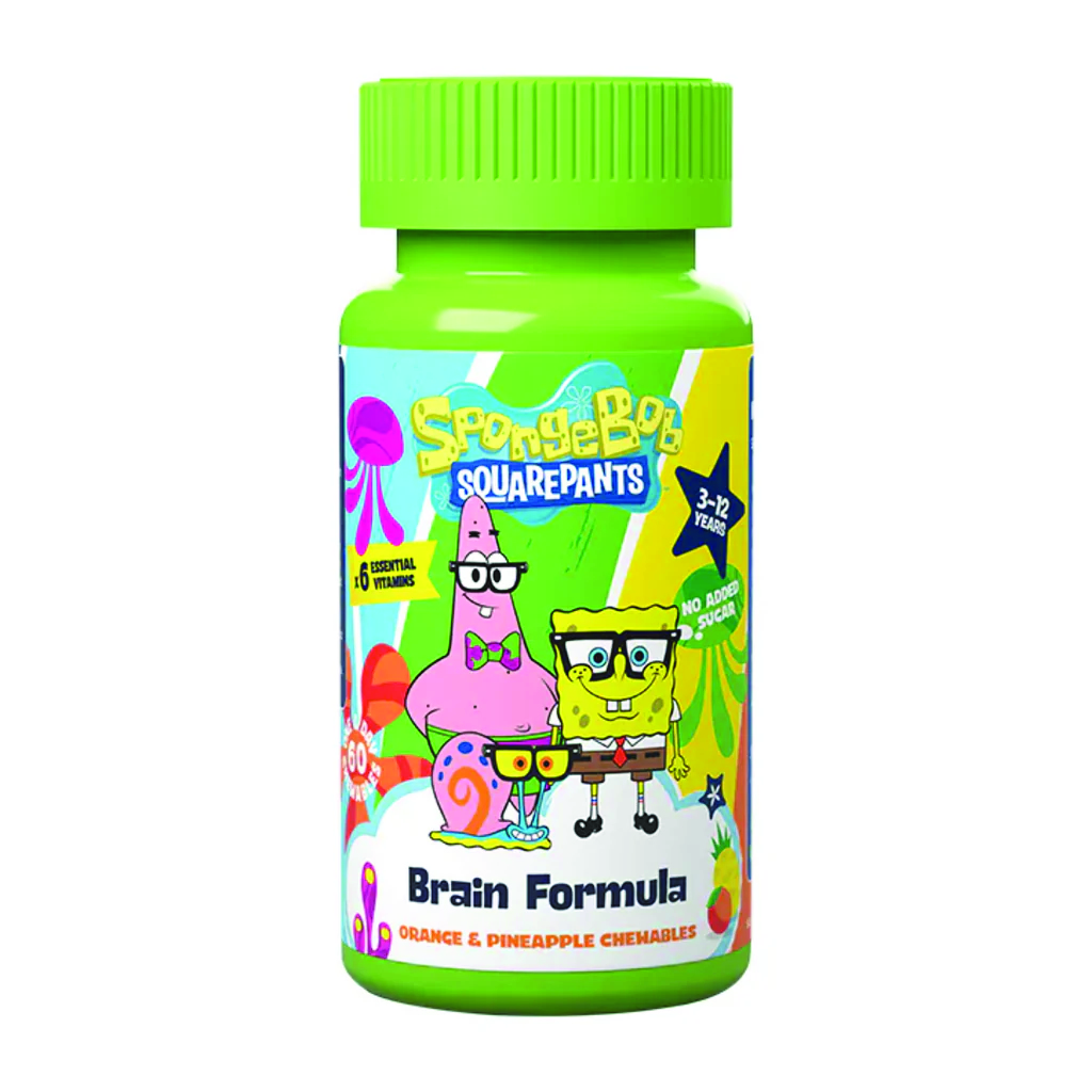 Nickelodeon, Spongebob chewable brain formula, Chewable supplement for cognitive support