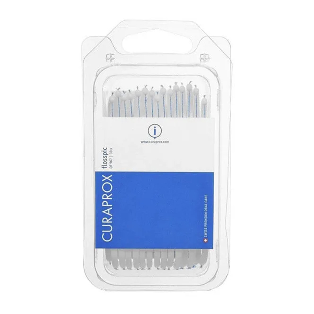 Curaprox, DF Flosspic, Dental floss picks for easy interdental cleaning, 30 pieces