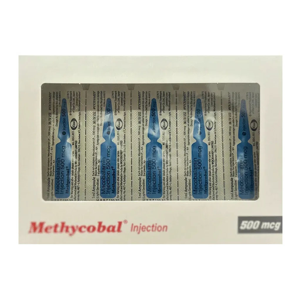 Methycobal, Injection 500mcg, Vitamin B12 injection for nerve health, 1ml ampoules