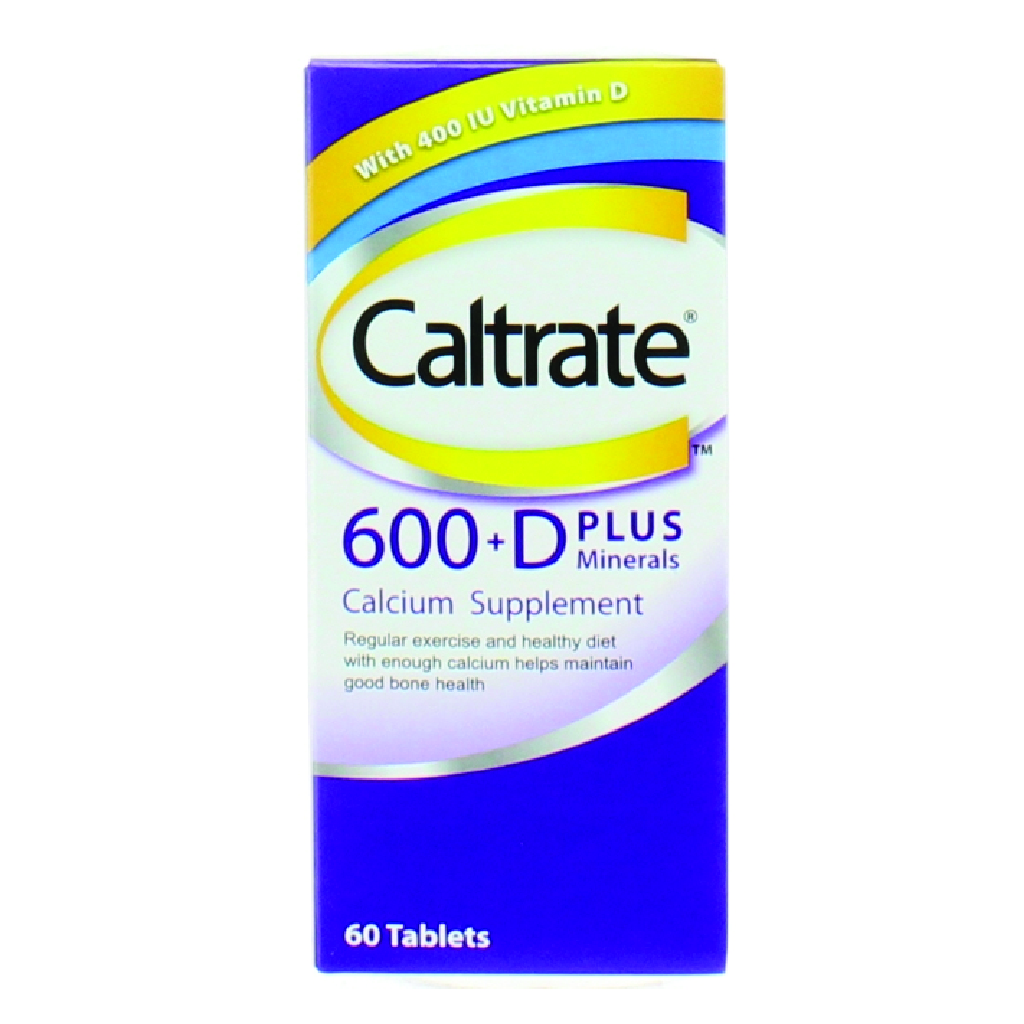 Caltrate, Vitamin Plus D Calcium Supplement, Supports bone strength and vitamin D absorption, 600 mg 60 tablets