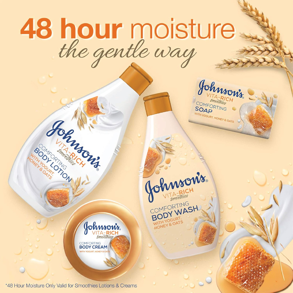 Johnson's, Vita-Rich Body Lotion, Indulging peach yogurt formula for deep hydration, 400 ml