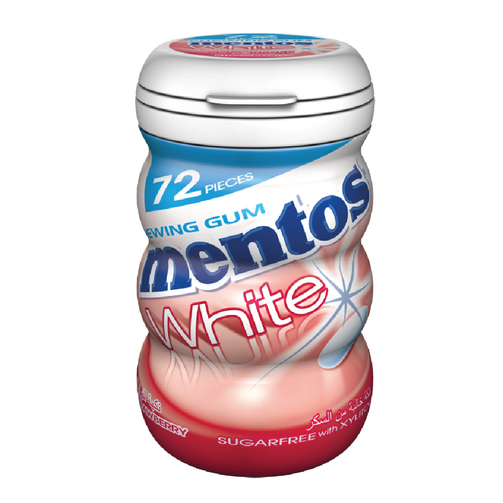 Mentos Gum white Strawberry 72 Pieces Bottle