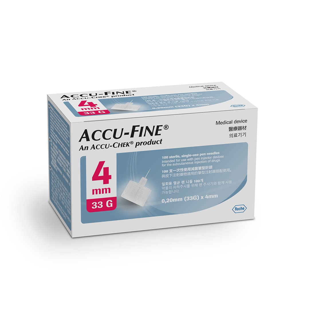 Accu-Fine, Insulin Pen Needles 4mm, Short insulin pen needles for diabetes, 4mm