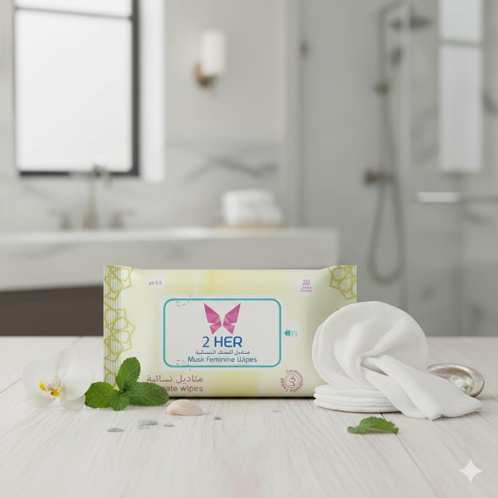2Her, Tahara Musk Intimate Wipes, Gentle cleansing wipes for intimate hygiene, 20 pcs