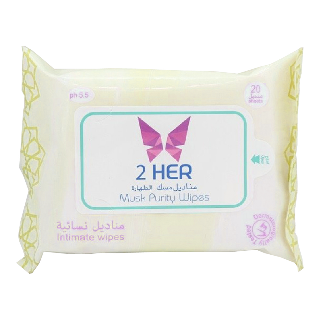 2Her, Tahara Musk Intimate Wipes, Gentle cleansing wipes for intimate hygiene, 20 pcs