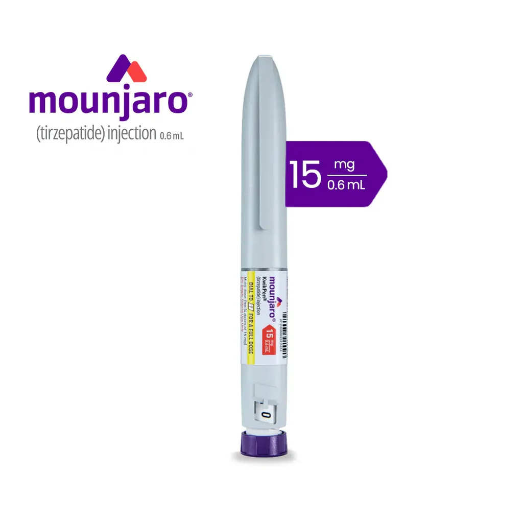 Mounjaro, Kwikpen Tirzepatide 15mg/0.6ml, Injectable medication for type 2 diabetes, 3ml